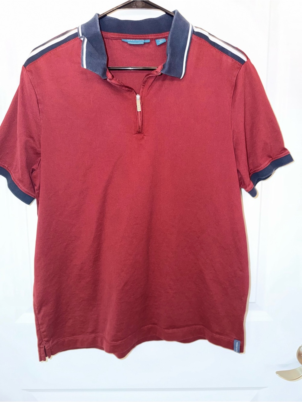 Perry Ellis Maroon Polo with Navy Contrast Collar